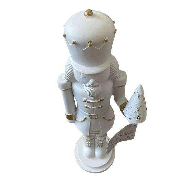 NICOLE MILLER 14in Christmas Nutcracker White & Gold Holiday Glam New - Picture 5 of 10